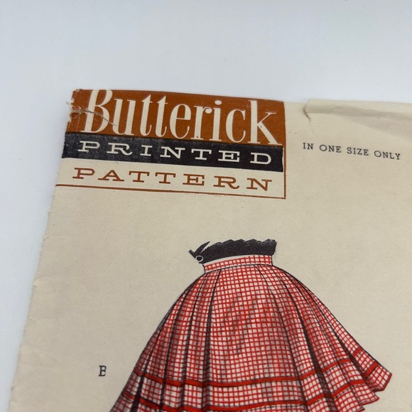 Butterick Vintage 1950's Pattern #6741 Half Apron Pleated or Gathered OS - Picture 2 of 6